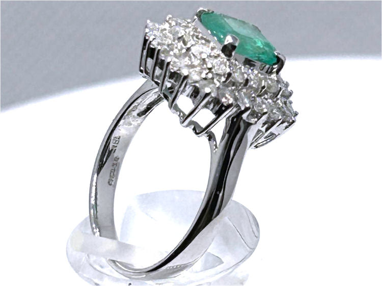 2.40ct Emerald & Diamond Ring in 18K White Gold