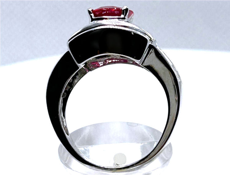 4.27ct Ruby & Diamond Ring in 14K White Gold