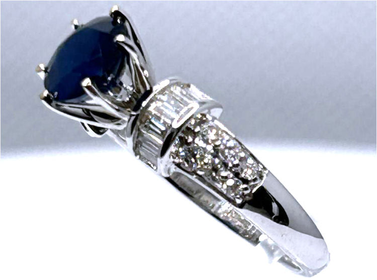 2.55ctw Diamond and Ceylon Sapphire Set in 18K White Gold Ring