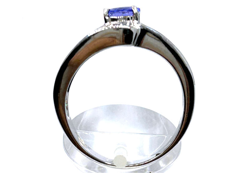 2.04ct Tanzanite & Diamond Ring in 18K White Gold - Baguette Shape