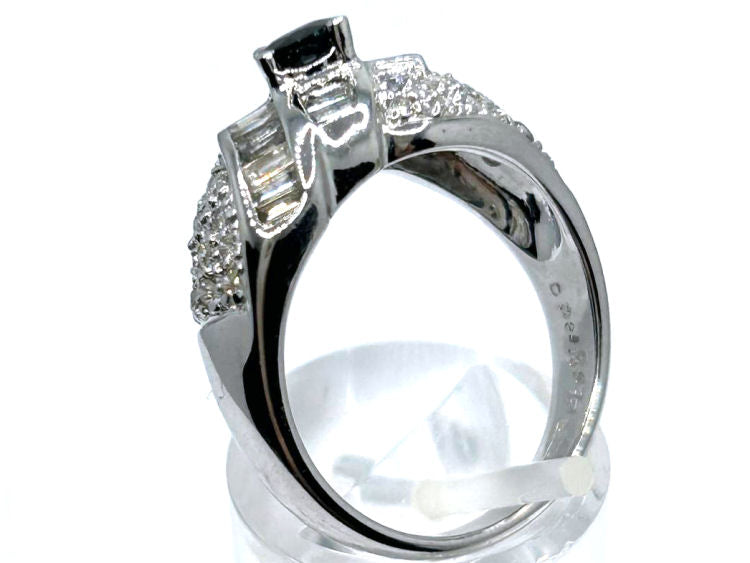 1.38 Ct Diamond Blue Sapphire Ring in 18k White Gold