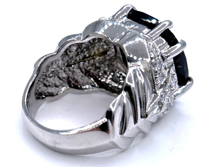 12.56ct Rhodolite & Diamond Ring in 14K White Gold