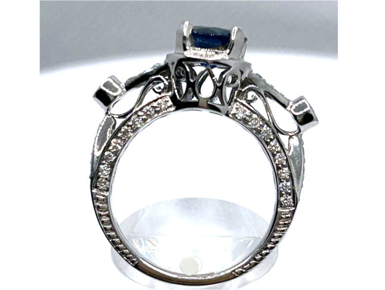 2.57ct Ceylon Sapphire & Diamond Ring in 18K White Gold