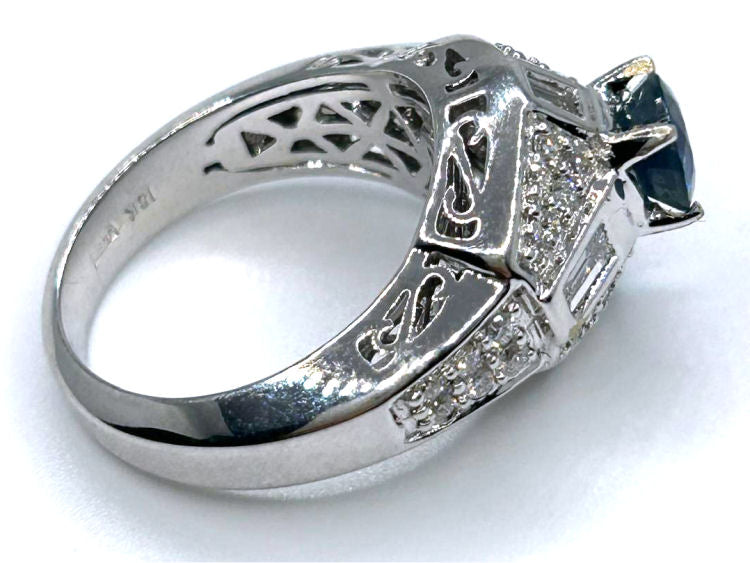 1.91ct Ceylon Sapphire & Diamond Ring in 18K White Gold