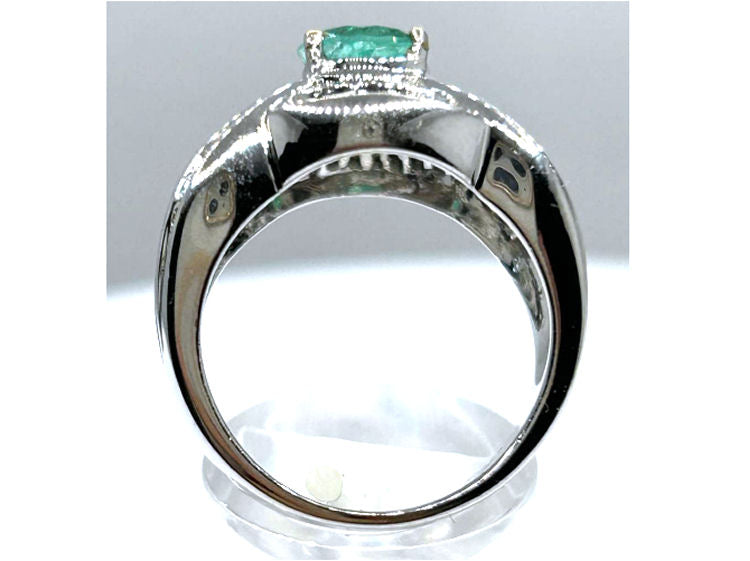 3.20ct Emerald & Diamond Ring in 18K White Gold