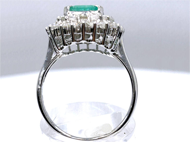 2.40ct Emerald & Diamond Ring in 18K White Gold