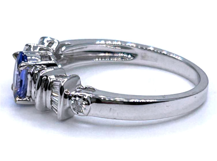 0.84ct Tanzanite & Diamond Ring in 18K White Gold
