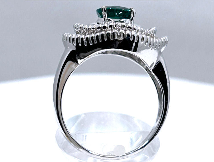 2.46ct Emerald & Diamond Ring in 14K White Gold