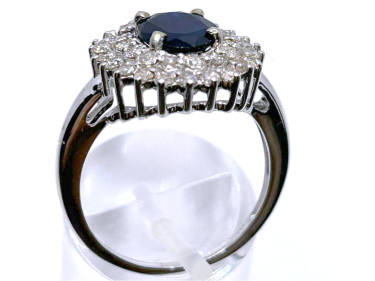 2.60 ctw Diamond and Sapphire Set in 18K White Gold Ring