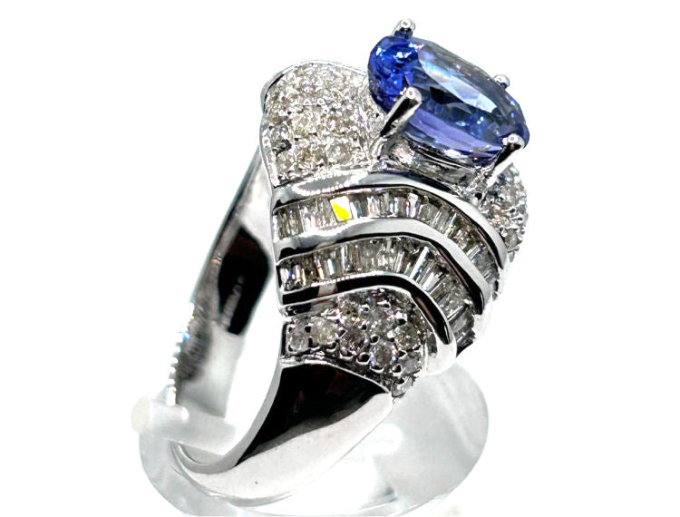 3.14ct Tanzanite & Diamond Ring in 14K White Gold
