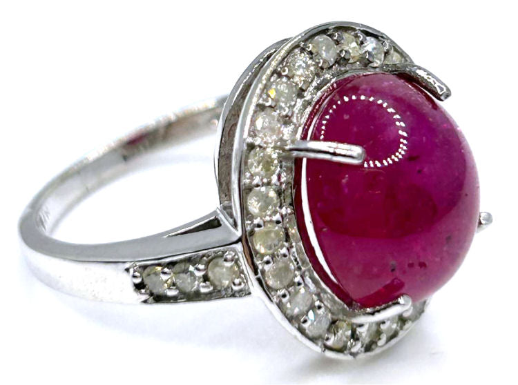 10.25ct Ruby & Diamond Ring in 14k White Gold