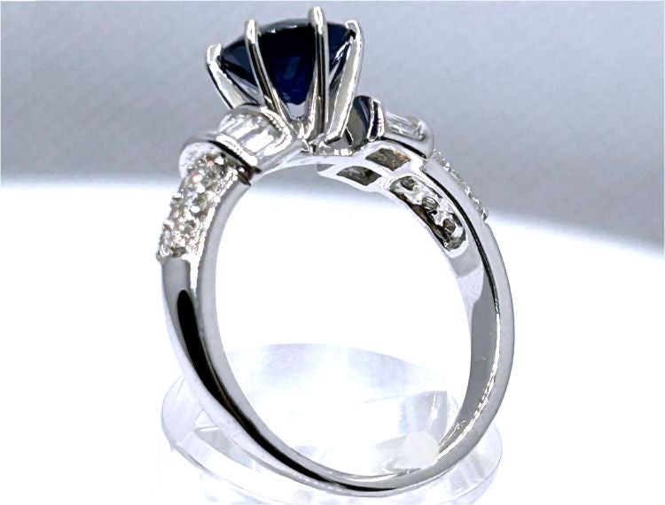 2.55ctw Diamond and Ceylon Sapphire Set in 18K White Gold Ring