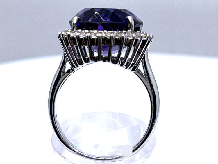 7.49ct Amethyst and Diamond Ring in 14k White Gold