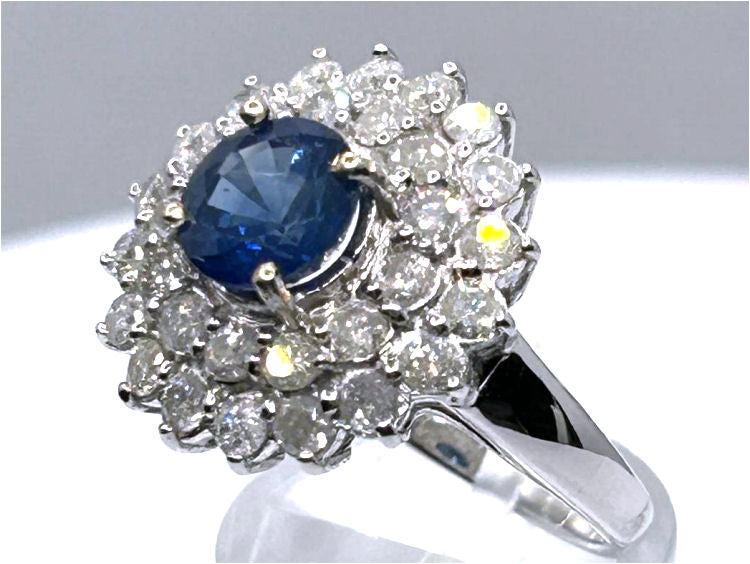 3.18ct Ceylon Sapphire & Diamond Ring in 14K White Gold