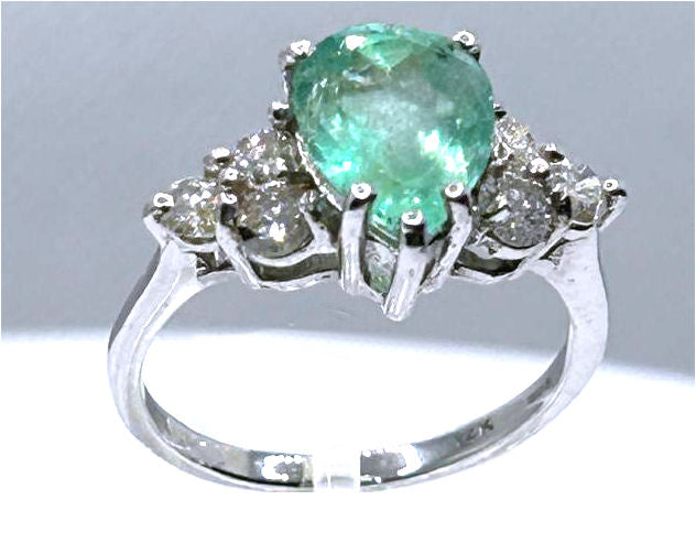 3.60ct Colombian Emerald & Diamond Cluster Ring in 14K White Gold