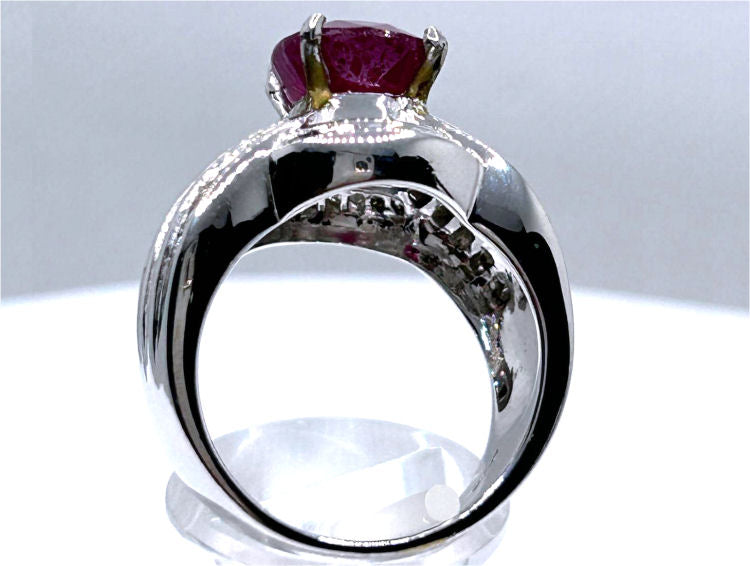 4.30ct Ruby & Diamond Ring in 14K White Gold