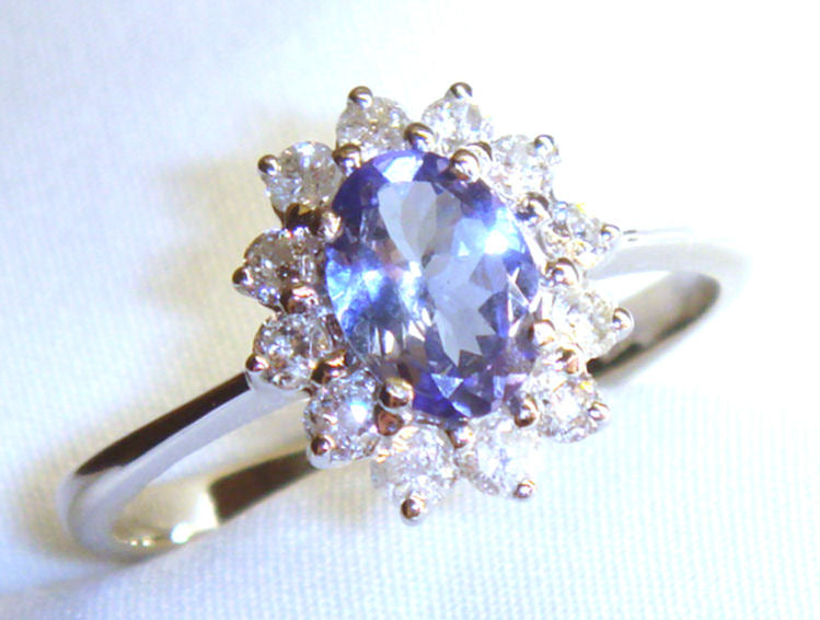 1.14ct Tanzanite & Diamond Ring in 14K White Gold