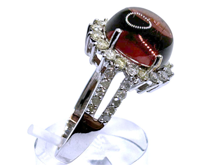 10.46ct Pink Tourmaline & Diamond Ring in 14k White Gold