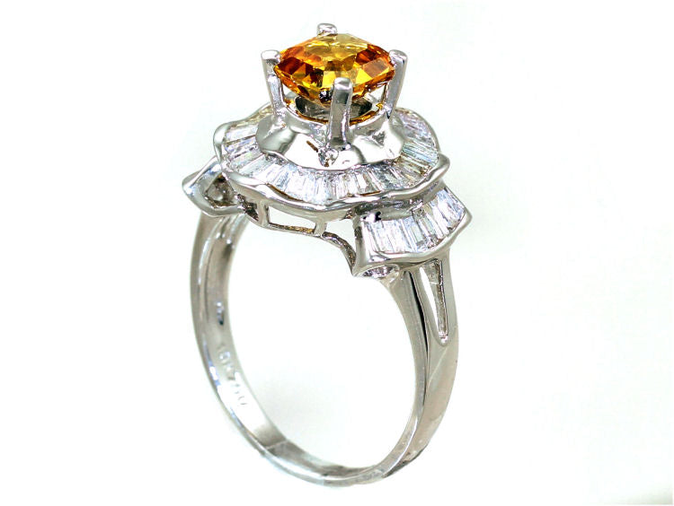 2.05 Carat Sapphire Diamond Ring in 18k White Gold