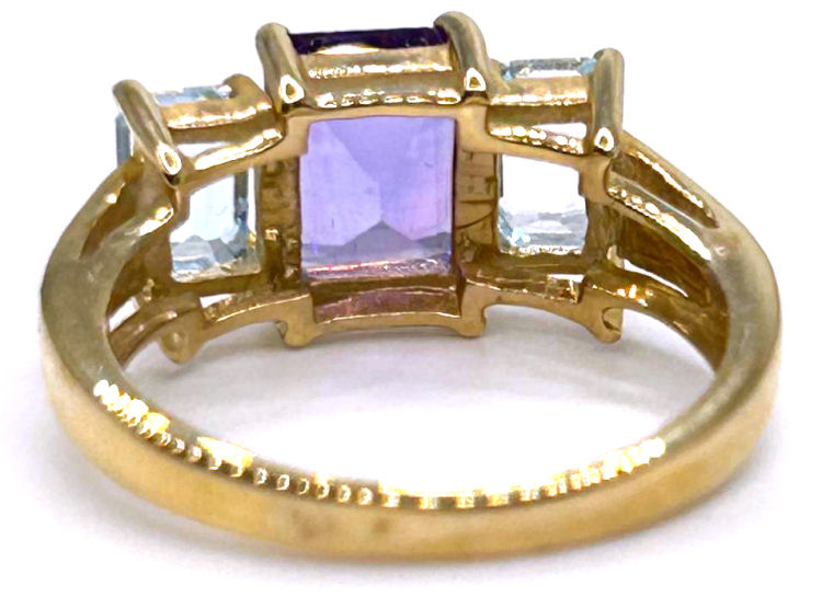 2.76ct Amethyst, Topaz & Diamond Ring in 10K Yellow Gold