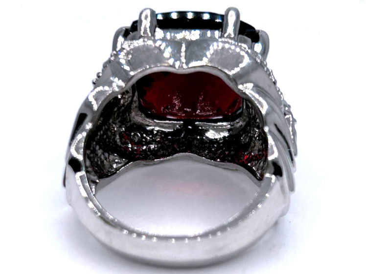 12.56ct Rhodolite & Diamond Ring in 14K White Gold