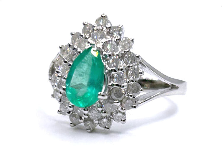 1.58ct Colombian Emerald & Diamond Ring in 18K White Gold