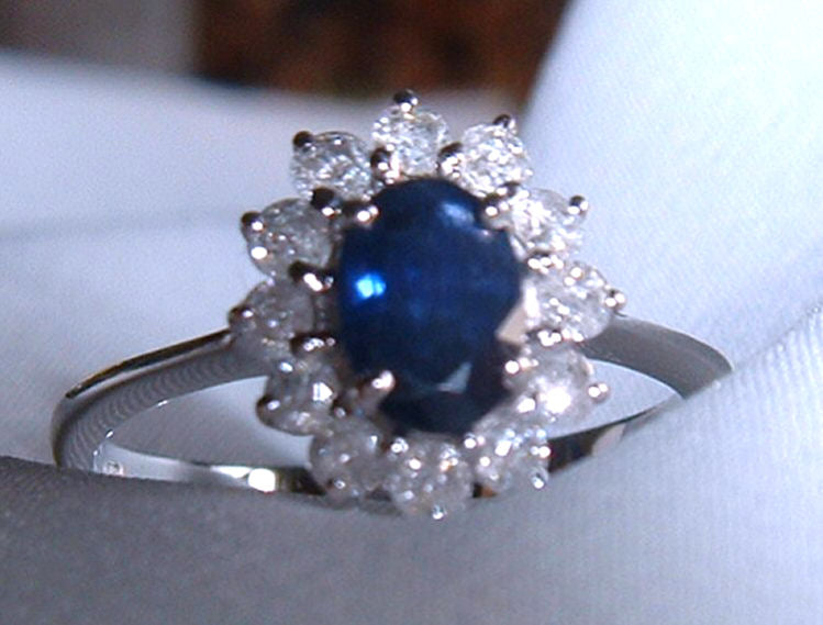 1.14ct Sapphire & Diamond Ring in 14K White Gold