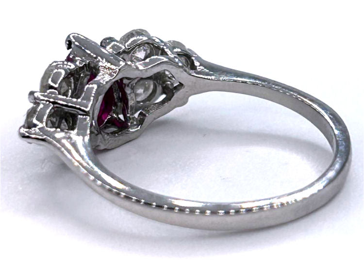 1.73ct Ruby & Diamond Cluster Ring in 14K White Gold