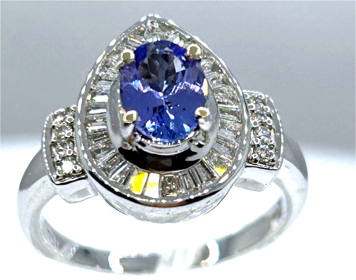 1.90ct Tanzanite & Diamond Ring in 18K White Gold