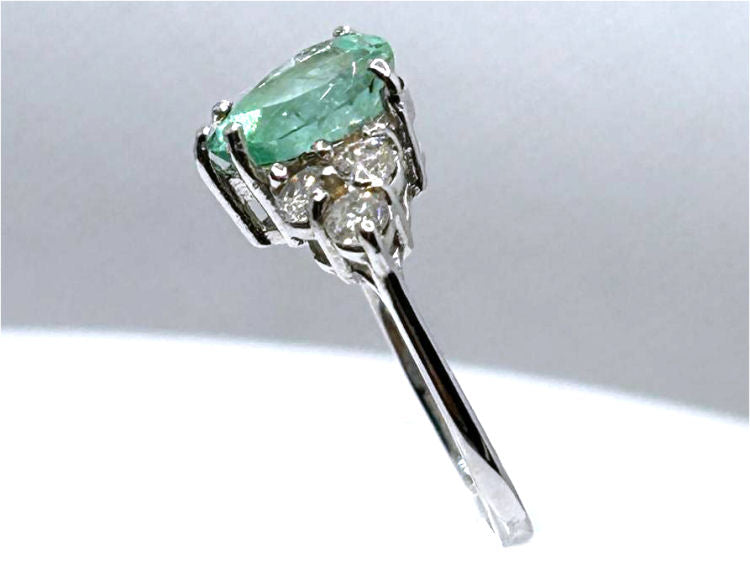 3.60ct Colombian Emerald & Diamond Cluster Ring in 14K White Gold