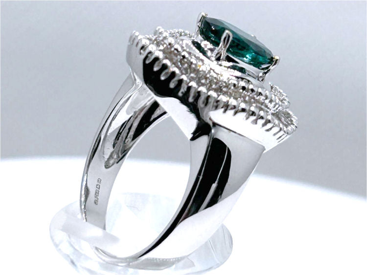 2.46ct Emerald & Diamond Ring in 14K White Gold