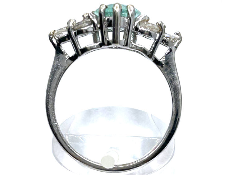 1.80ct Colombian Emerald & Diamond Cluster Ring in 14K White Gold