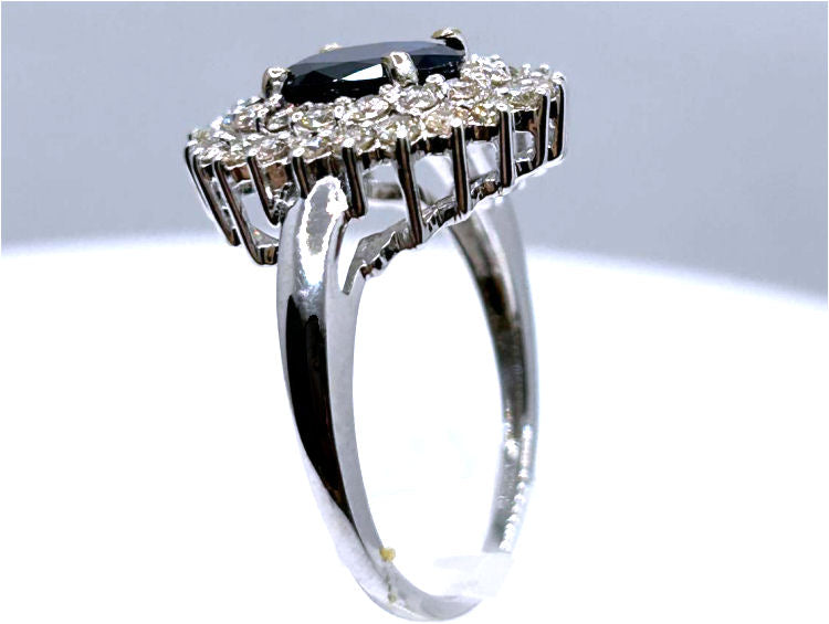 2.60 ctw Diamond and Sapphire Set in 18K White Gold Ring