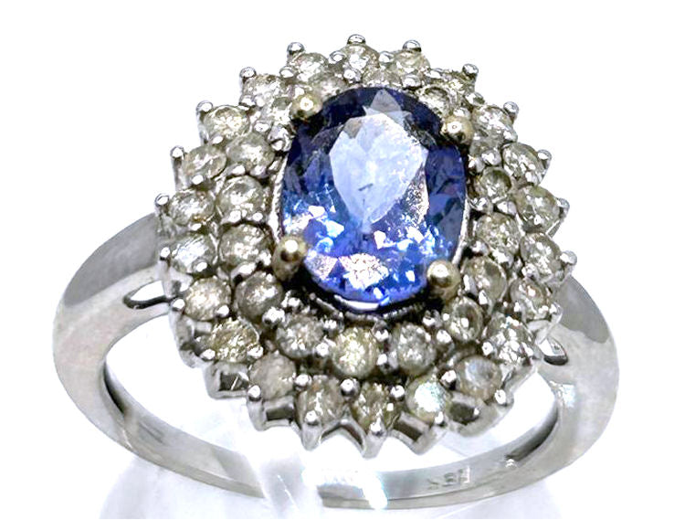 3.26 ctw Diamond and Tanzanite Set in 18K White Gold Ring