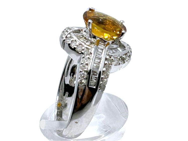 2.41ct Citrine & Diamond Ring in 14K White Gold