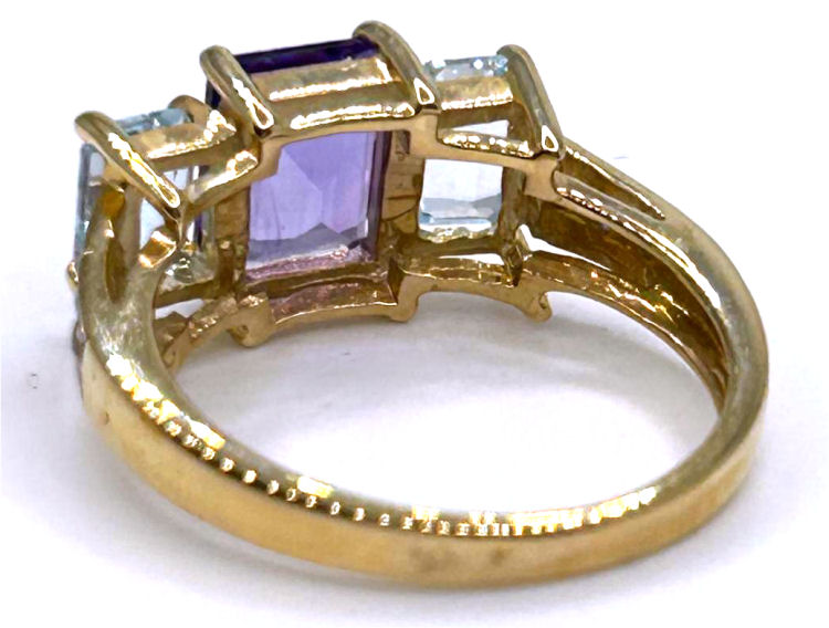 2.76ct Amethyst, Topaz & Diamond Ring in 10K Yellow Gold