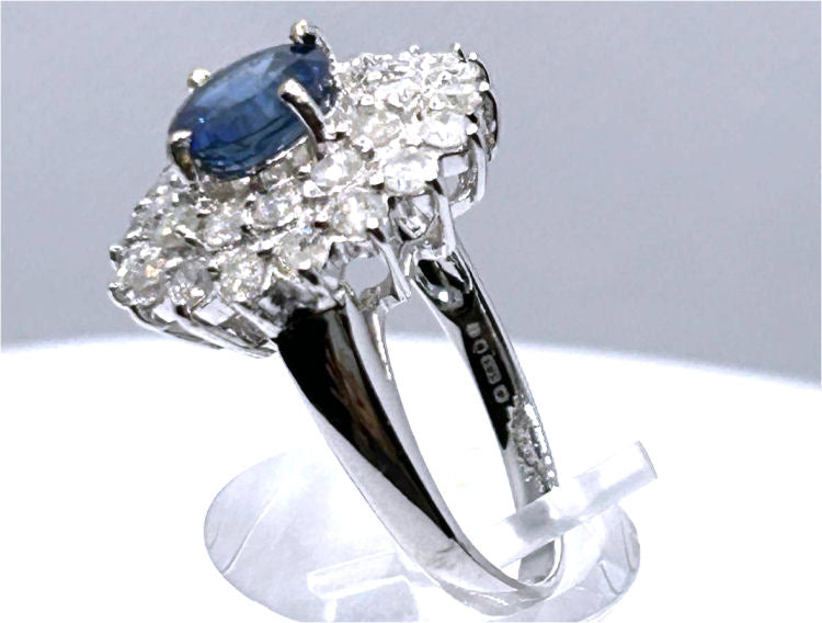 3.18ct Ceylon Sapphire & Diamond Ring in 14K White Gold