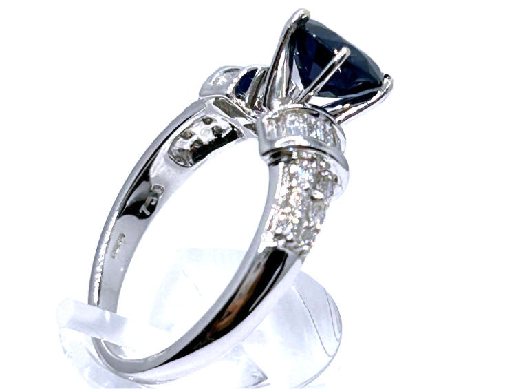 2.55ctw Diamond and Ceylon Sapphire Set in 18K White Gold Ring