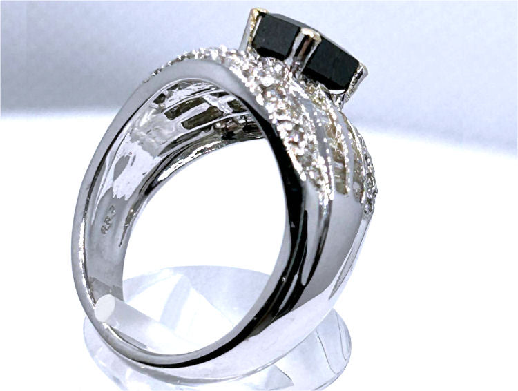 2.06ct White & Black Diamond Ring in 14k White Gold
