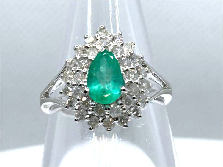 1.58ct Colombian Emerald & Diamond Ring in 18K White Gold