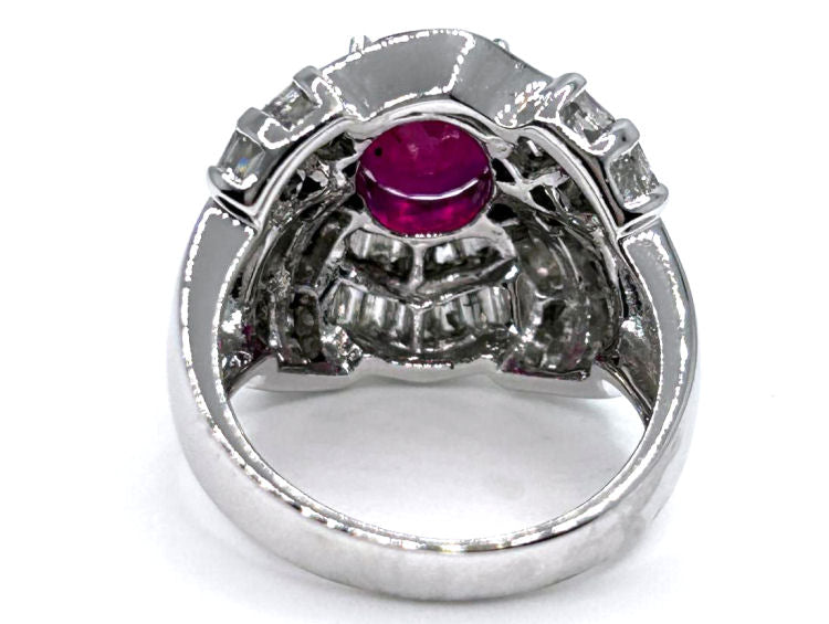 4.41ct Ruby & Diamond Ring in 18K White Gold