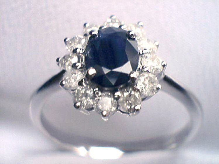 1.14ct Sapphire & Diamond Ring in 14K White Gold