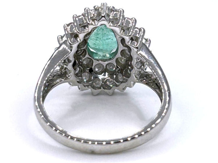 Striking 1.99ct Diamond & Emerald 18K White Gold Ring