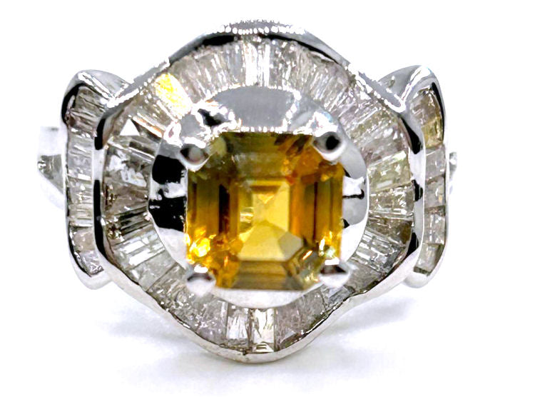 2.05 Carat Sapphire Diamond Ring in 18k White Gold
