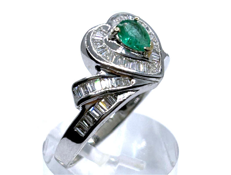 0.74ct Colombian Emerald & Diamond Diamond Ring in 18k White Gold
