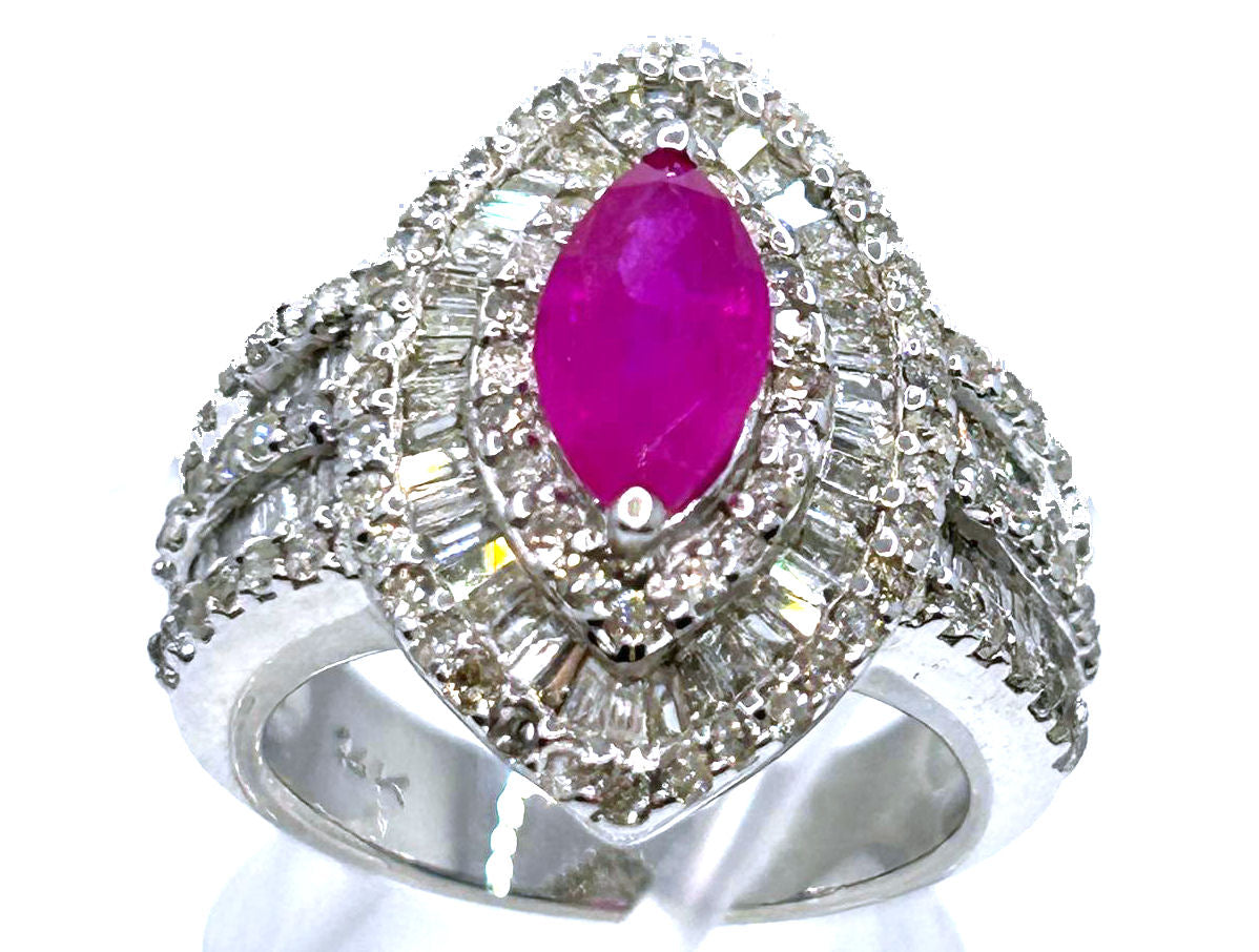 3.16ct Ruby & Diamond Ring in 14K White Gold