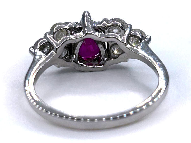 1.73ct Ruby & Diamond Cluster Ring in 14K White Gold