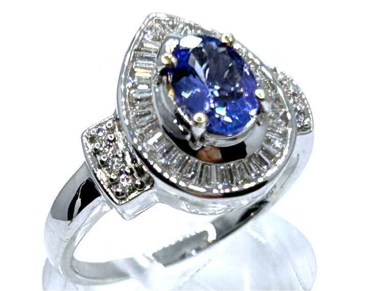 1.90ct Tanzanite & Diamond Ring in 18K White Gold