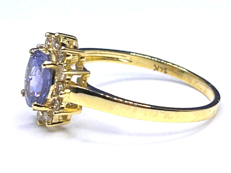 1.14ct Tanzanite & Diamond Ring in 14K Yellow Gold
