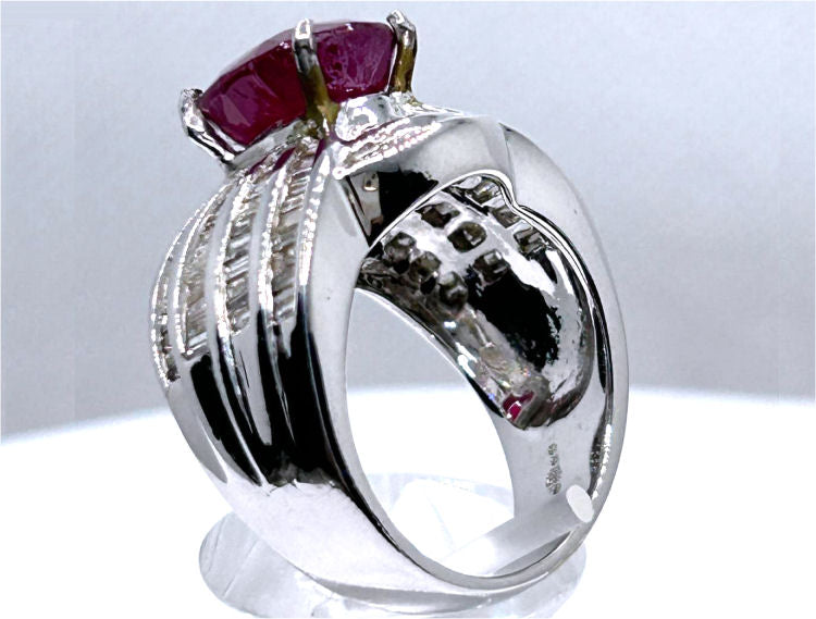 4.30ct Ruby & Diamond Ring in 14K White Gold